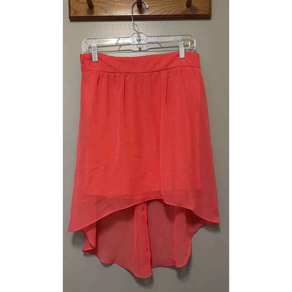 Maurice's Hi/low Chiffon Skirt Size Medium Coral Pink Nwt